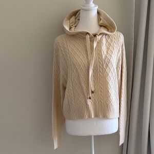 Cream Cable Knit Hooded Sweater
